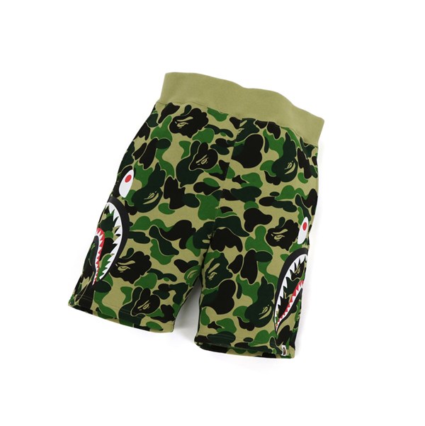 Army Green A BATHING APE Big Abc Camo Side Shark Sweat Men's Shorts | OC6413928