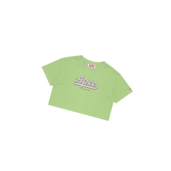 Autumn Green A BATHING APE Graphic Cropped Tee Short Sleeve Women's T Shirts | EG2046137