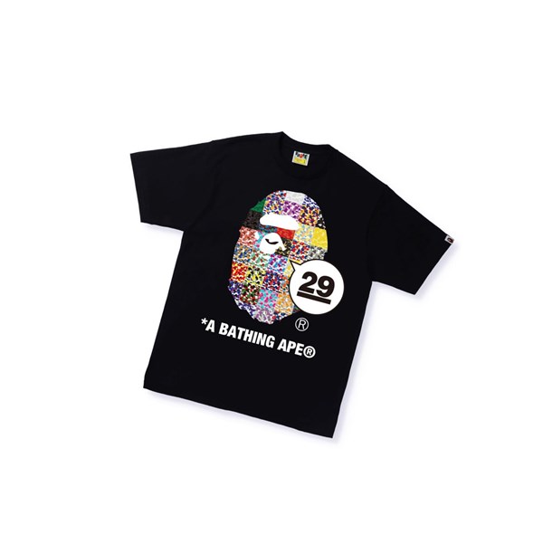 Black A BATHING APE A Bathing Ape 29th Anniversary Ape Head Tee Short Sleeve Men's T Shirts | XC6320754