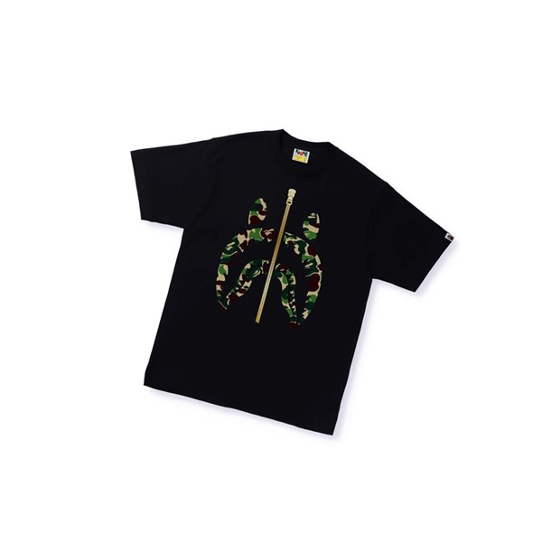 Black A BATHING APE Abc Camo Shark Tee Short Sleeve Men's T Shirts | PZ8092635