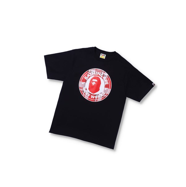 Black A BATHING APE Bape® Check Gift Busy Works Tee Short Sleeve Men's T Shirts | VK4209136