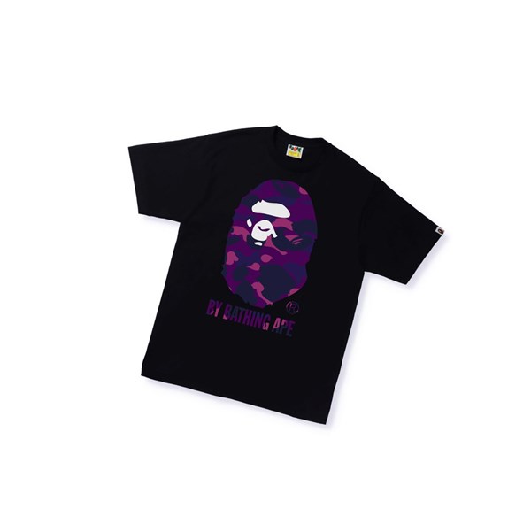 Black A BATHING APE Color Camo A By Bathing Ape Tee Short Sleeve Men's T Shirts | LV4316209