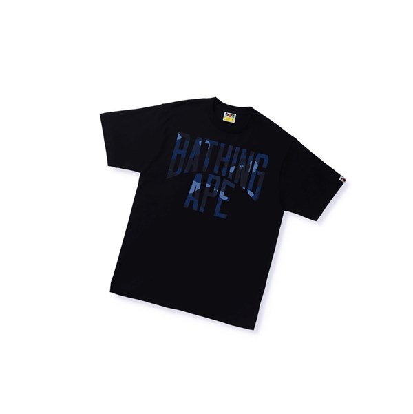 Black A BATHING APE Color Camo A Nyc Logo Tee Short Sleeve Men's T Shirts | YP4120539