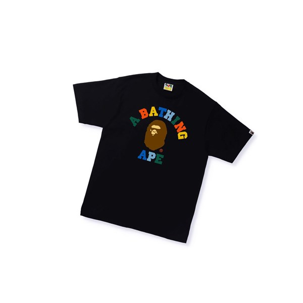 Black A BATHING APE Colors College Tee Short Sleeve Men's T Shirts | CU8397465