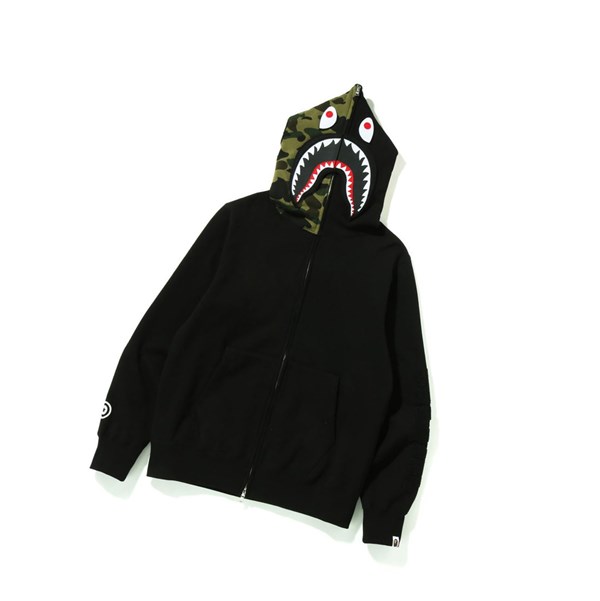 Black A BATHING APE Detachable Shark Full Zip Throughs Men's Hoodie | KG9527043