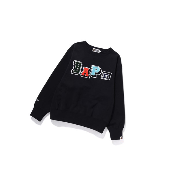 Black A BATHING APE Multi Fonts Wide Crewneck Women's Sweatshirts | UX1730269