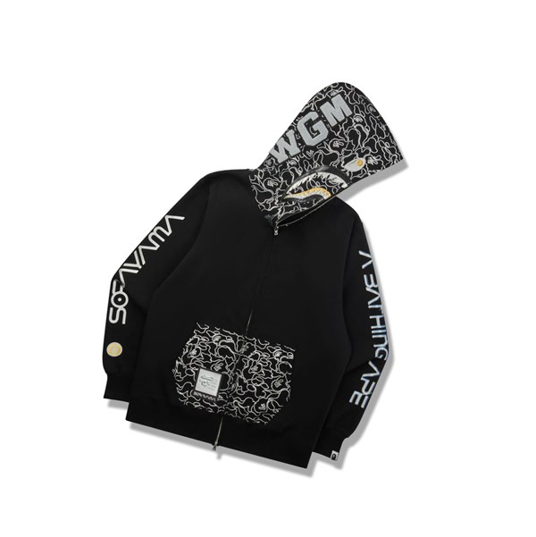 Black A BATHING APE X Hajime Sorayama Shark Full Zip Men's Hoodie | XW0536981