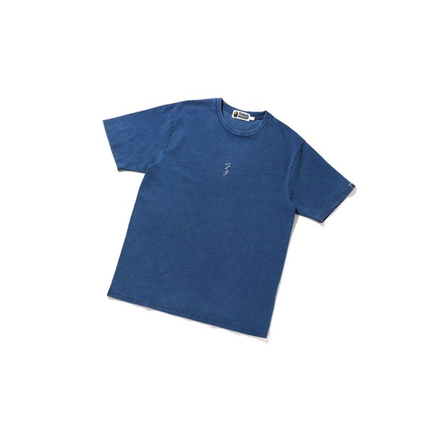 Blue A BATHING APE Bape Kamon Tee Short Sleeve Men's T Shirts | NS1842397