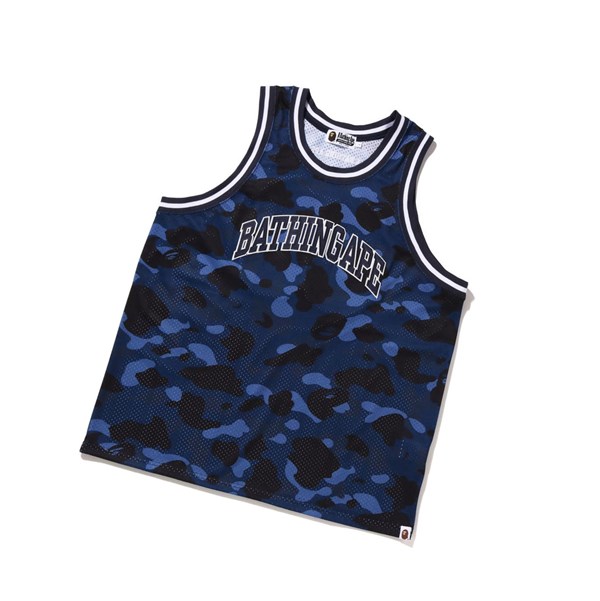 Blue A BATHING APE Color Camo Basketball Tank Top Men's Tank Tops | MG6450783
