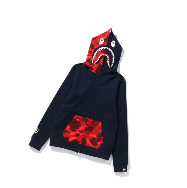 Blue A BATHING APE Color Camo Shark Full Zip Throughs Women's Hoodie | IE4512037