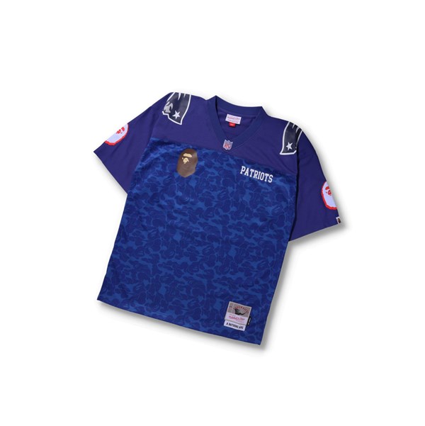 Blue A BATHING APE X M&n Nfl New England Patriots Legacy Jersey Short Sleeve Men's T Shirts | DQ1083264