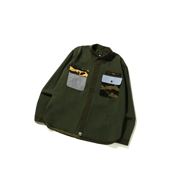 Caise A BATHING APE Military Crazy Pattern Relaxed Fit Long Sleeve Men's Shirts | KT2657981