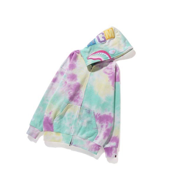 Caise A BATHING APE Tie-dye Shark Oversized Full Zip Throughs Women's Hoodie | HG5382706