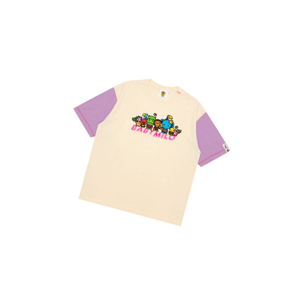 Cream Color A BATHING APE Boxy Fit Tee Short Sleeve Women's T Shirts | PY1387904