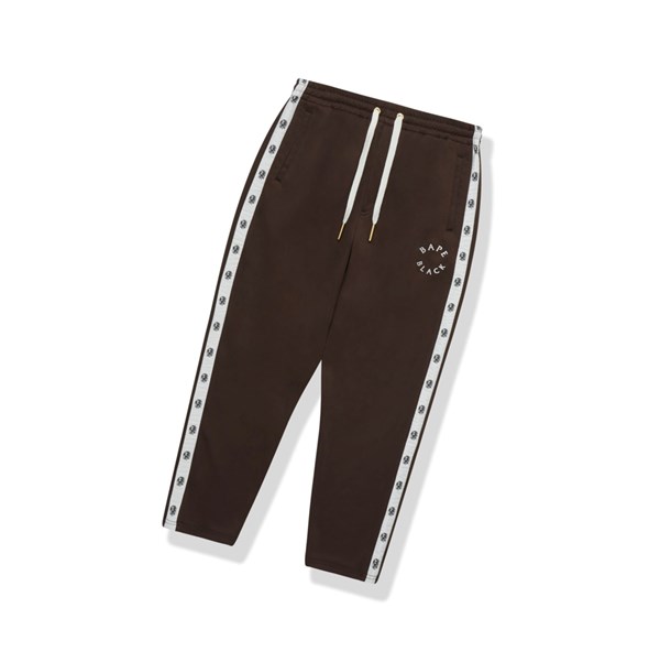 Dark Khaki A BATHING APE Logo Track Long Men's Pants | MN5492673