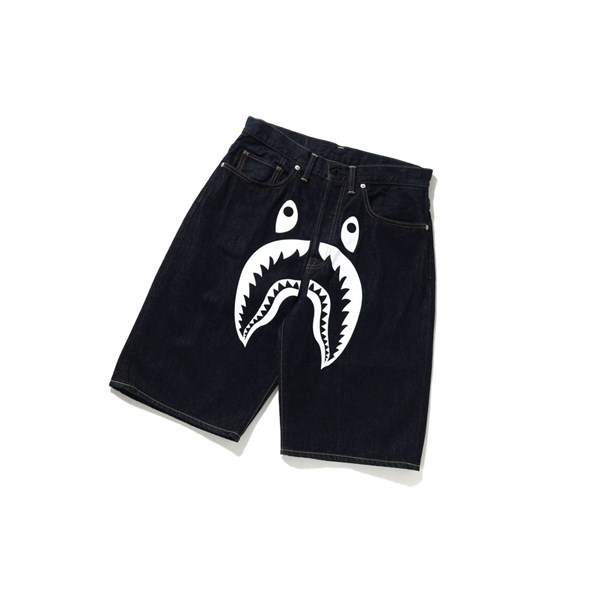 Denim A BATHING APE Shark Denim Men's Shorts | EK8259637