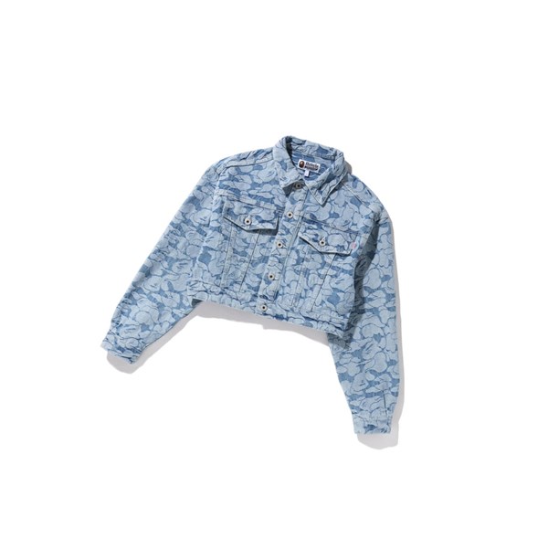 Denim A BATHING APE Solid Camo Cropped Denim Thin Women's Jackets | XB2547098