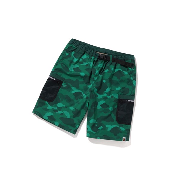 Emerald A BATHING APE Color Camo Mesh Pocket Men's Shorts | DW1974053