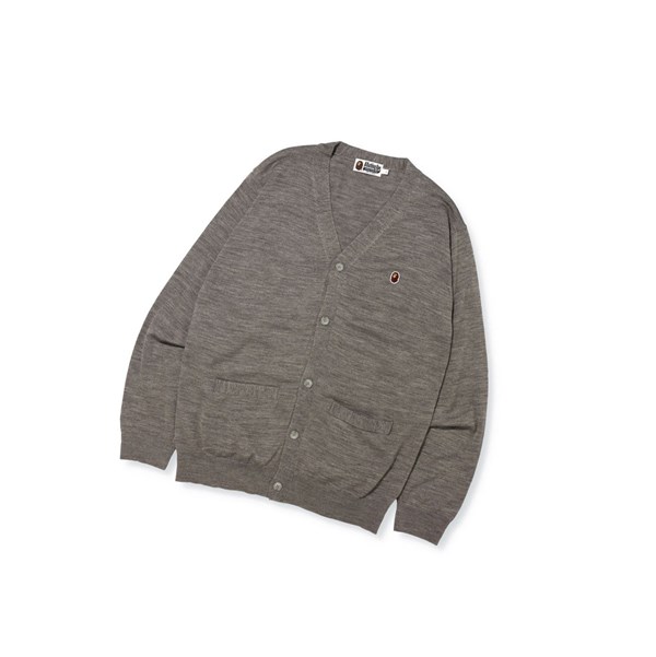 Grey A BATHING APE Ape Head Knit Cardigan Cardigan Men's Cardigan | BI6594138