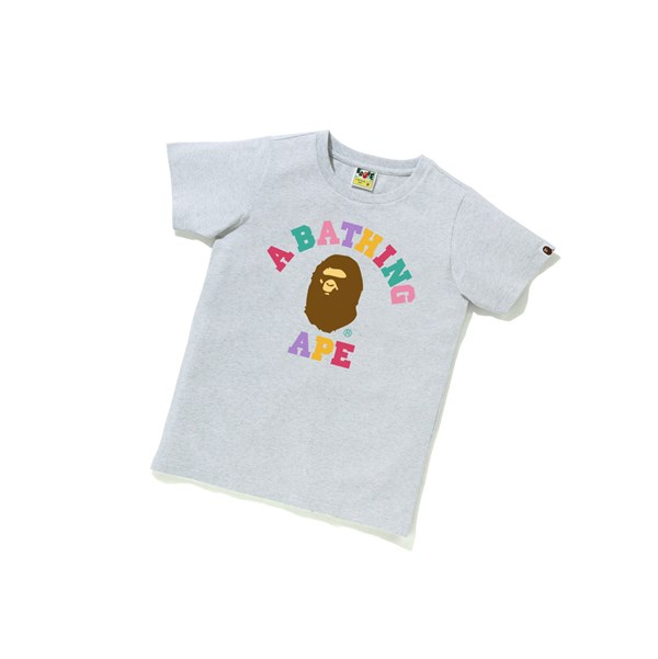 Grey A BATHING APE Colors College Tee Short Sleeve Women's T Shirts | YF9315780