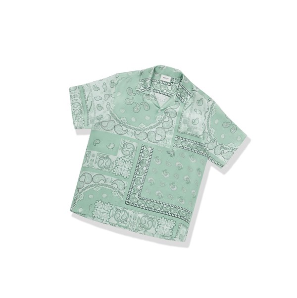 Light Green A BATHING APE Paisley Print Short Sleeve Men's Shirts | KS5462709