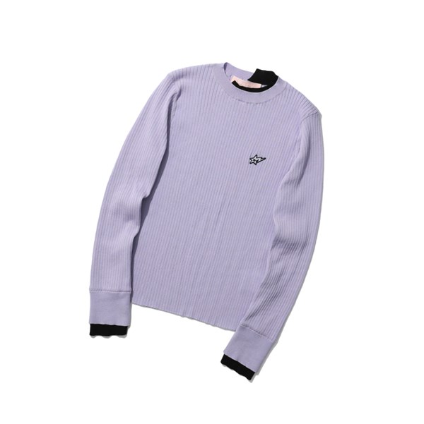 Lilac A BATHING APE Contrast Ribbed Sweater Crew Neck Knitwear Women's Blouse | EB0924573