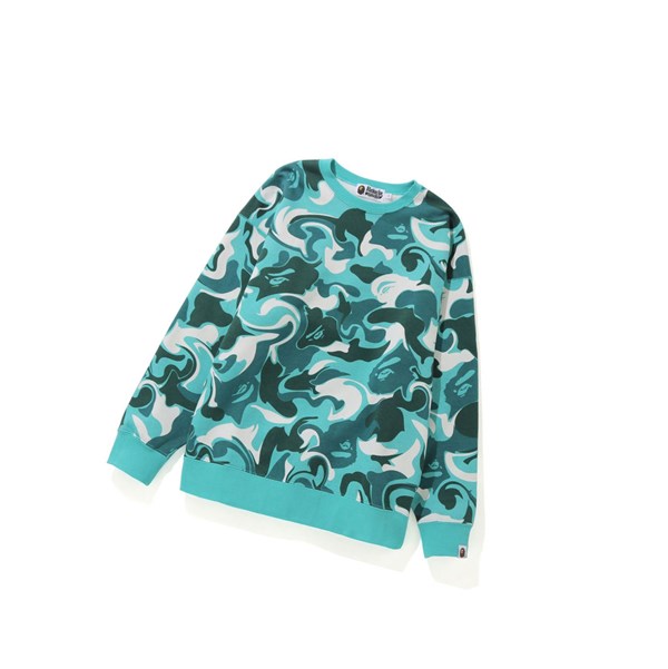 Mint A BATHING APE Marble Camo Oversized Crewneck Women's Sweatshirts | QK6978510