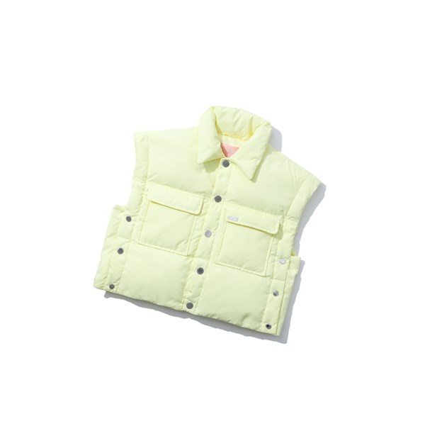 Pastel Yellow A BATHING APE Buttoned Cropped Women's Down Jackets | EQ4702815