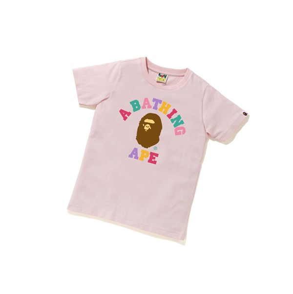 Pink A BATHING APE Colors College Tee Short Sleeve Women's T Shirts | JA2430875
