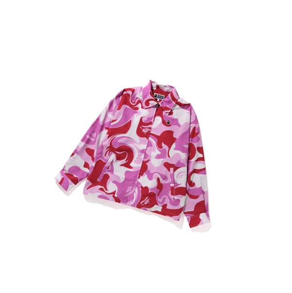 Pink A BATHING APE Marble Camo Oversized Zip Thin Women's Jackets | HQ8756324