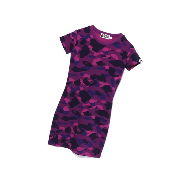 Purple A BATHING APE Color Camo Bodycon Tee Onepiece Mini Women's Dress | XY0719846