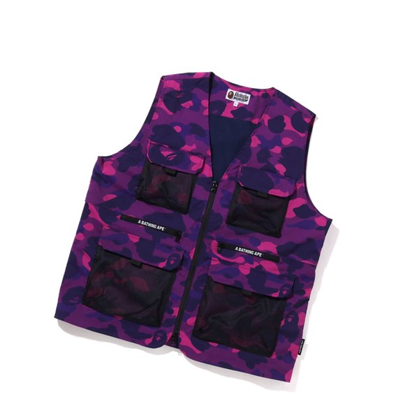 Purple A BATHING APE Color Camo Men's Vest | SW2518769