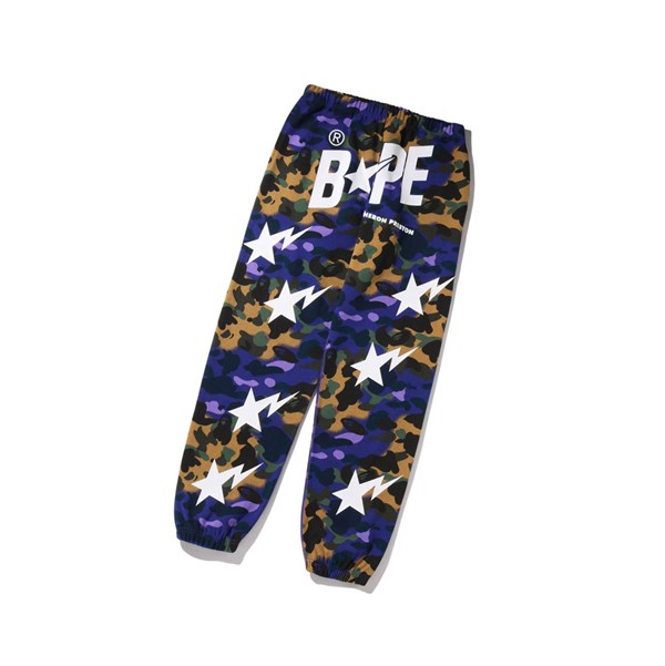 Purple A BATHING APE X Heron Preston Mix 1st Camo Sweat Men's Pants | FJ6294538