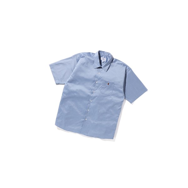 Sky Blue A BATHING APE One Point Wide Fit S/S Short Sleeve Men's Shirts | TD0459613