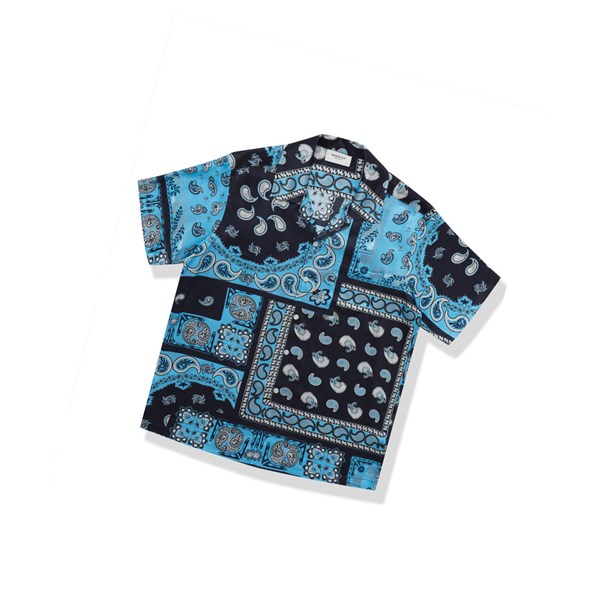 Sky Blue A BATHING APE Paisley Print Short Sleeve Men's Shirts | EF4539681