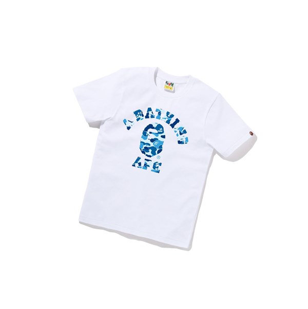 White A BATHING APE Abc Camo College Tee Short Sleeve Women's T Shirts | EH7589623
