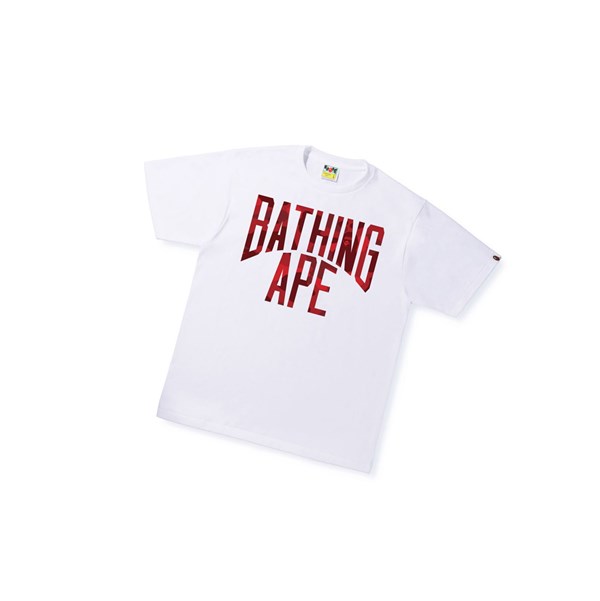 White A BATHING APE Color Camo A Nyc Logo Tee Short Sleeve Men's T Shirts | YL5627183