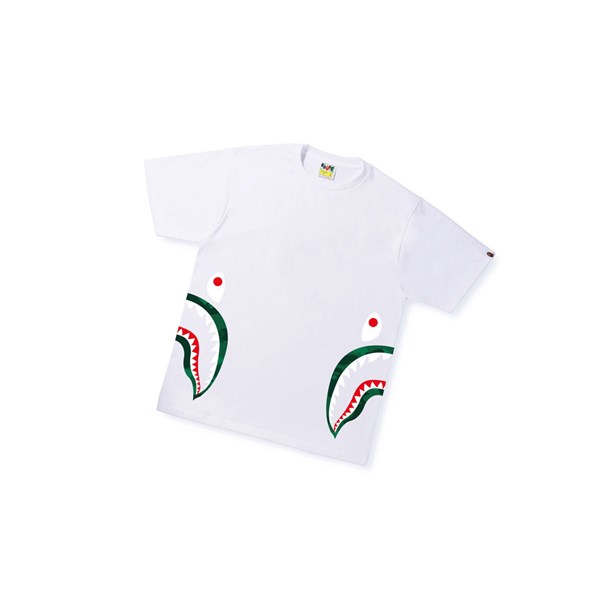 White A BATHING APE Color Camo C Side Shark Tee Short Sleeve Men's T Shirts | BK5169074