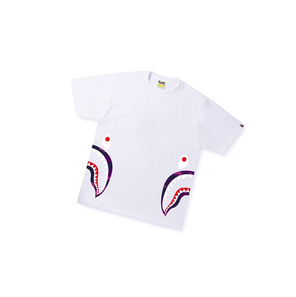 White A BATHING APE Color Camo C Side Shark Tee Short Sleeve Men's T Shirts | JL3754281