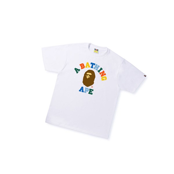 White A BATHING APE Colors College Tee Short Sleeve Men's T Shirts | IE8297136