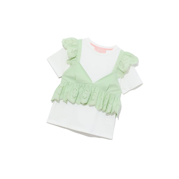 White A BATHING APE Layered Top Short Sleeve Blouse Women's Blouse | FE4598210