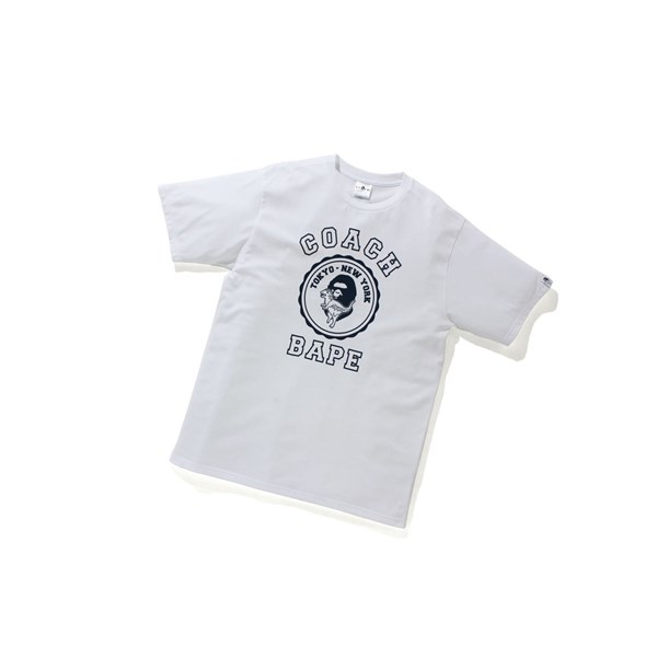 White A BATHING APE X Coach College Tee Short Sleeve Men's T Shirts | HK8309425