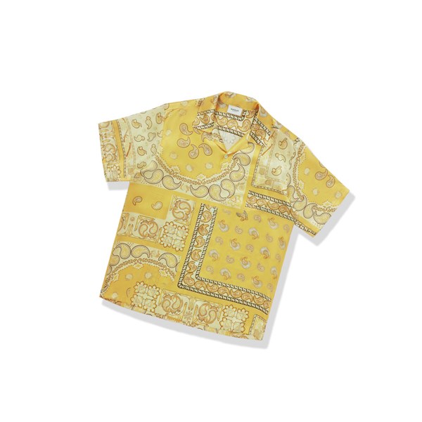 Yellow A BATHING APE Paisley Print Short Sleeve Men's Shirts | HL9570384